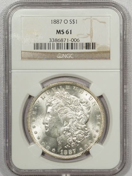 New Certified Coins 1887-O MORGAN DOLLAR – NGC MS-61