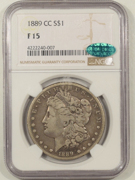 New Certified Coins 1889-CC MORGAN DOLLAR – NGC F-15, CAC APPROVED!