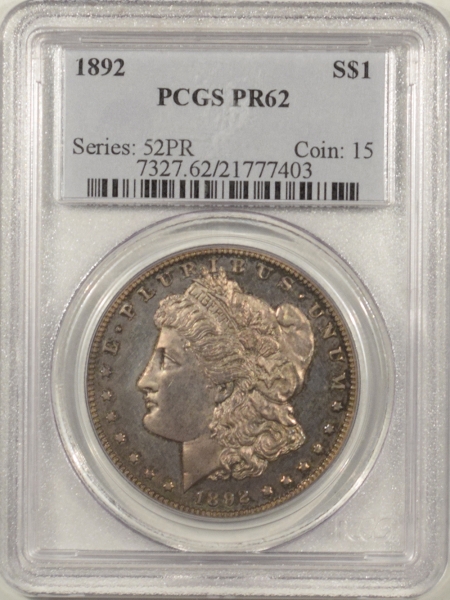 New Certified Coins 1892 PROOF MORGAN DOLLAR – PCGS PR-62, OLD HOLDER & CHOICE! PREMIUM QUALITY!