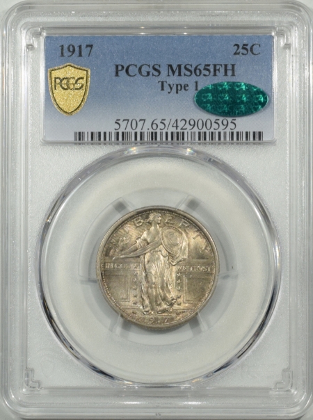 New Certified Coins 1917 STANDING LIBERTY QUARTER – TY I – PCGS MS-65 FH CAC