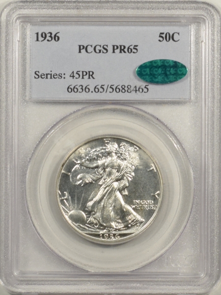 New Certified Coins 1936 PROOF WALKING LIBERTY HALF DOLLAR – PR-65 CAC, FRESH ORIGINAL WHITE & PQ!