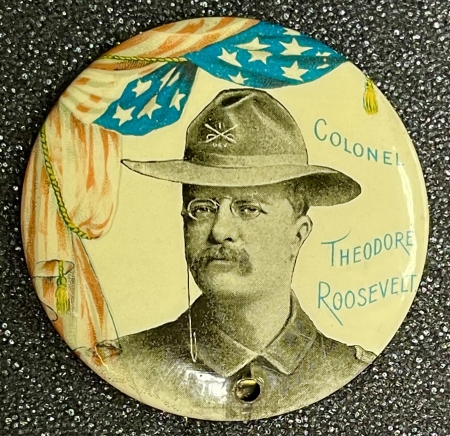 Pre-1920 1898 TEDDY ROOSEVELT (IN MILITARY UNIFORM) 1 3/4″ GOVERNOR CAMPAIGN BUTTON-MINT