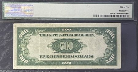 Small Federal Reserve Notes 1934-A $500 FRN, PHILADELPHIA, FR-2202-C, CA BLOCK, PMG CH VF35, PRETTY & FRESH!