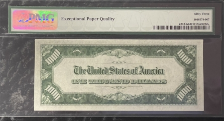 Small Federal Reserve Notes 1934-A $1000 FRN, CHICAGO, FR#2212-G, PP G, PMG CH UNC 63 EPQ, FRESH & GORGEOUS!