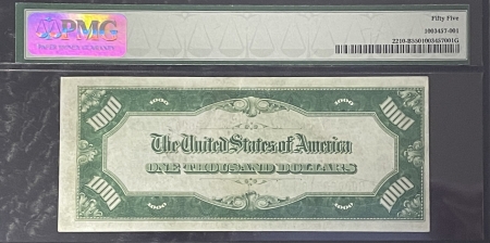 Small Federal Reserve Notes 1928 $1000 FRN, NEW YORK, FR #2210-B, PMG AU-55, PRETTY NOTE & FRESH-TO-MARKET!