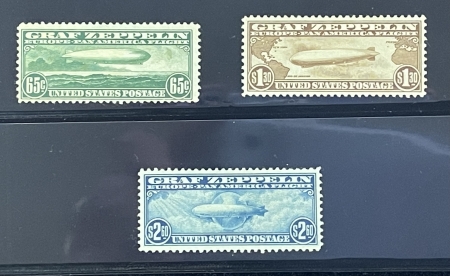U.S. Stamps C-13 TO C-15 GRAF ZEPPELIN SET, F/VF, MOG, H, CATALOG VALUE $1,060!