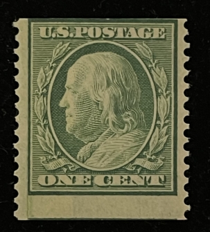 U.S. Stamps #387 1c GREEN, PERF 12, VERT, MOG, VG/F, H – FRESH! CATALOG VALUE $190!