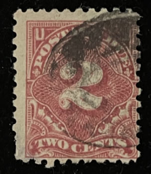 U.S. Stamps #J-60 2C ROSE, UN WATERMARK, PERF 10, USED – CATALOG VALUE $75