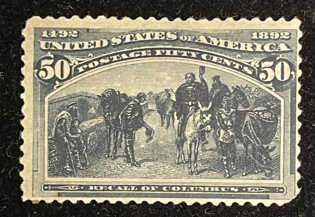 U.S. Stamps SCOTT #240 50C – MDOG! MINOR CREASES, SHORT PERF IN CORNER, CATALOG VALUE $425!