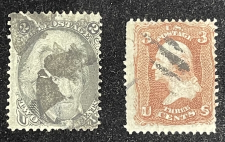 U.S. Stamps SCOTT #93 & #94 – USED, MINOR CREASES, BUT BASICALLY SOUND! CATALOG VALUE $65