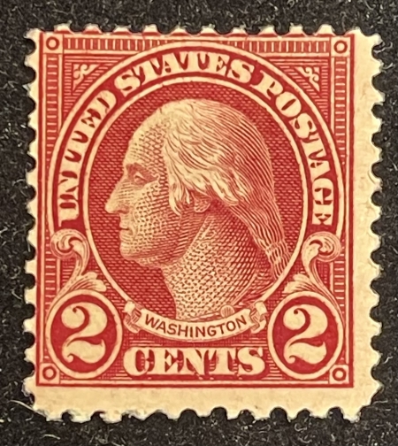U.S. Stamps SCOTT #595 2c CARMINE, PERF 11, 19 3/4 X 22 1/4 mm, MOG, FRESH, VG/F, CAT $240