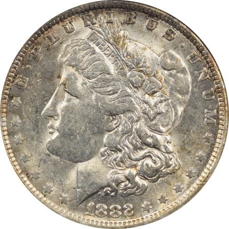 Morgan Dollars 1882-O/S MORGAN DOLLAR, RECESSED STRONG O/S, VAM-4, TOP 100, ANACS MS-60, OWH-PQ