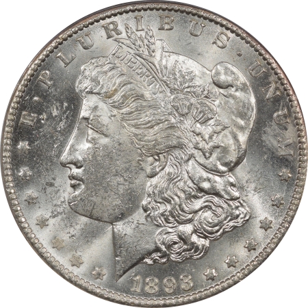 Morgan Dollars KEY 1893-CC MORGAN DOLLAR, PCGS MS-61, LUSTROUS WHITE & FULLY STRUCK-ATTRACTIVE!