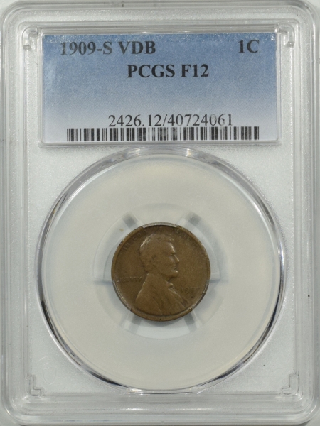 New Certified Coins 1909-S VDB LINCOLN CENT – PCGS F-12 PERFECT & PREMIUM QUALITY!