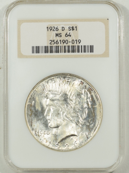 New Certified Coins 1926-D PEACE DOLLAR – NGC MS-64 OLD FATTY! PREMIUM QUALITY!