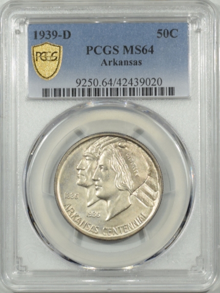 New Certified Coins 1939-D ARKANSAS COMMEMORATIVE HALF DOLLAR – PCGS MS-64 PREMIUM QUALITY!