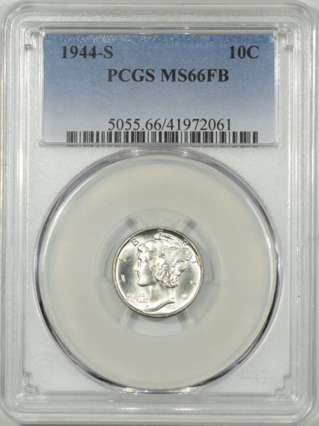 New Certified Coins 1944-S MERCURY DIME – PCGS MS-66 FB NICE LOOK!