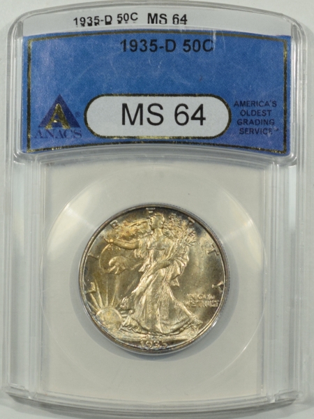 New Certified Coins 1935-D WALKING LIBERTY HALF DOLLAR – ANACS MS-64 PRETTY!
