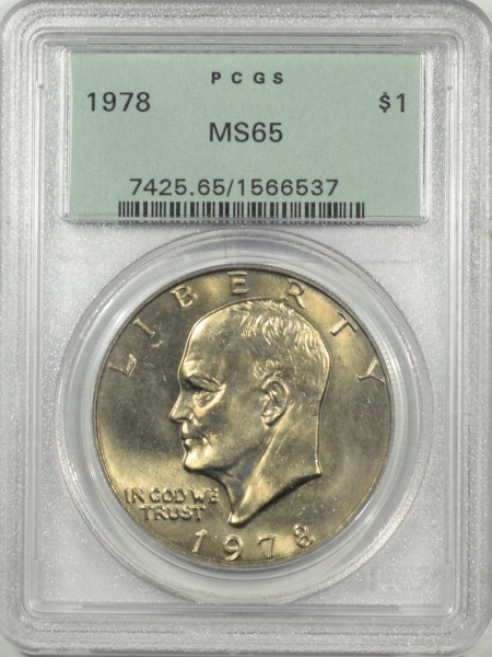 New Certified Coins 1978 EISENHOWER DOLLAR – PCGS MS-65 PREMIUM QUALITY! OLD GREEN HOLDER!