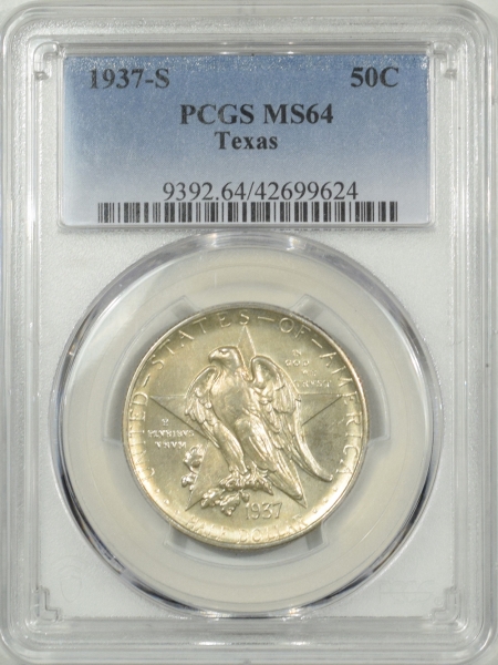 New Certified Coins 1937-S TEXAS COMMEMORATIVE HALF DOLLAR – PCGS MS-64