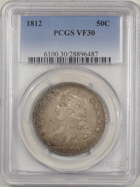 New Certified Coins 1812 CAPPED BUST HALF DOLLAR – PCGS VF-30, SMOOTH & ORIGINAL