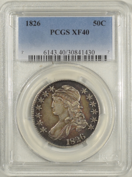 New Certified Coins 1826 CAPPED BUST HALF DOLLAR PCGS XF-40, PRETTY