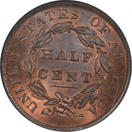 New Certified Coins 1833 CLASSIC HEAD HALF CENT C-1 NGC MS65*RB, CAC APPROVED!