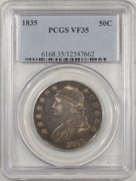 New Certified Coins 1835 CAPPED BUST HALF DOLLAR PCGS VF-35, PLEASING
