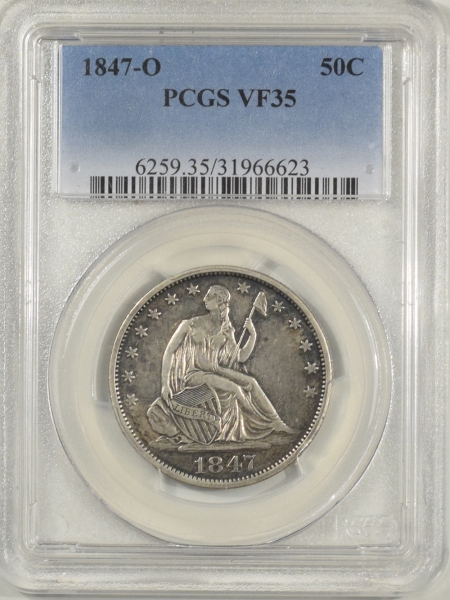 New Certified Coins 1847-O LIBERTY SEATED HALF DOLLAR PCGS VF-35