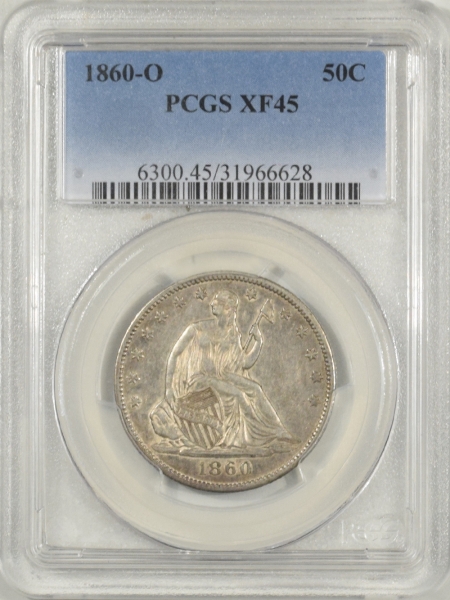 New Certified Coins 1860-O LIBERTY SEATED HALF DOLLAR PCGS XF-45