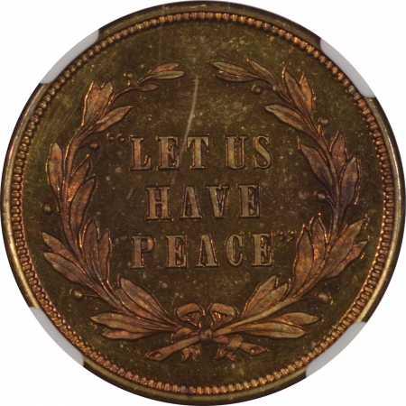 Coin World/Numismatic News Featured Coins 1868 GRANT & COLFAX 28 MM CAMPAIGN MEDAL DEWITT-USG-1868-23 NGC MS-65 DPL, BRASS