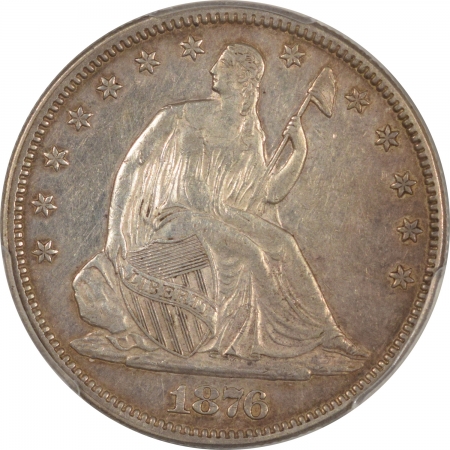 New Certified Coins 1876 LIBERTY SEATED HALF DOLLAR – PCGS XF-45, LOOKS AU