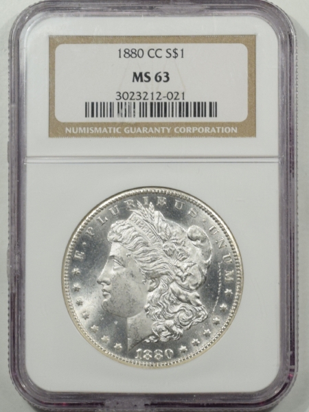 New Certified Coins 1880-CC MORGAN DOLLAR NGC MS-63, BLAST WHITE & FLASHY!