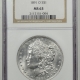 New Certified Coins 1891-O MORGAN DOLLAR NGC MS-63, REALLY PRETTY & PQ! (CHIPS ON HOLDER EDGE)
