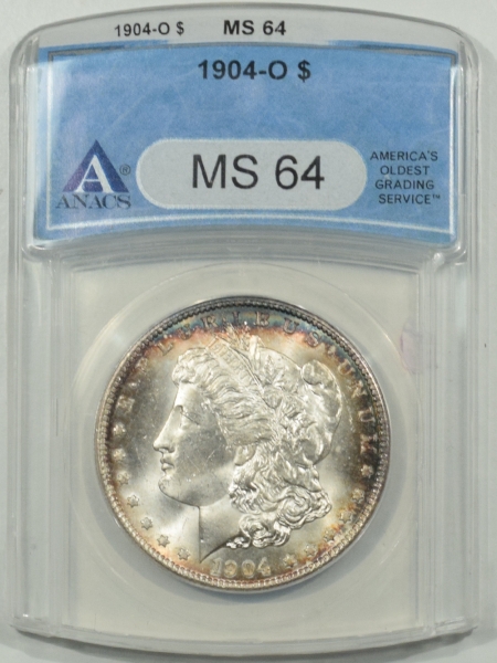 New Certified Coins 1904-O MORGAN DOLLAR ANACS MS-64, PRETTY & PQ!