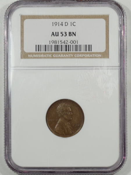 New Certified Coins 1914-D LINCOLN CENT NGC AU-53 BN