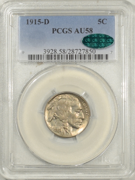 New Certified Coins 1915-D BUFFALO NICKEL PCGS AU-58 CAC, PQ!