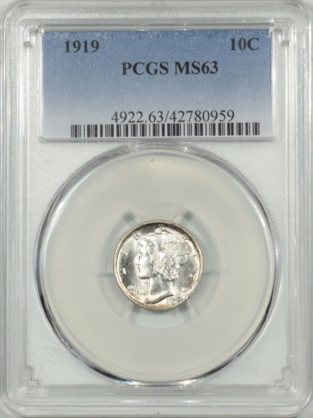New Certified Coins 1919 MERCURY DIME PCGS MS-63
