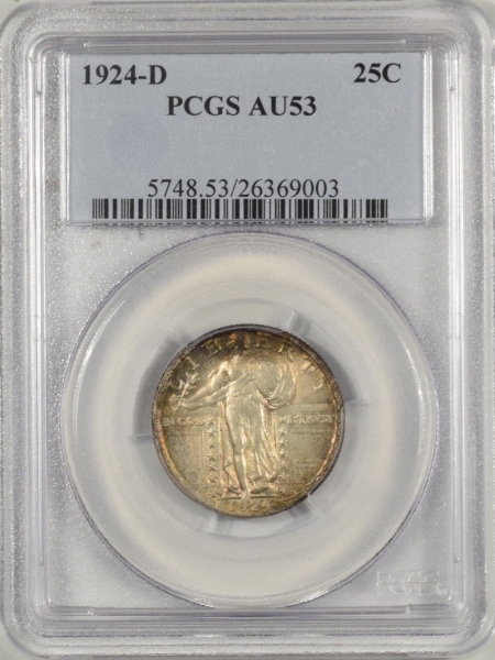 New Certified Coins 1924-D STANDING LIBERTY QUARTER PCGS AU-53, REALLY PRETTY!