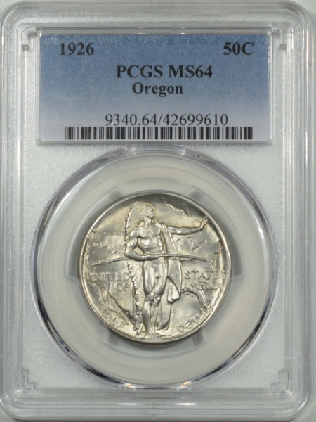 New Certified Coins 1926 OREGON COMMEMORATIVE HALF DOLLAR PCGS MS-64