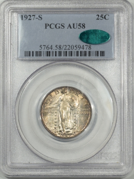 New Certified Coins 1927-S STANDING LIBERTY QUARTER PCGS AU-58, CAC APPROVED!