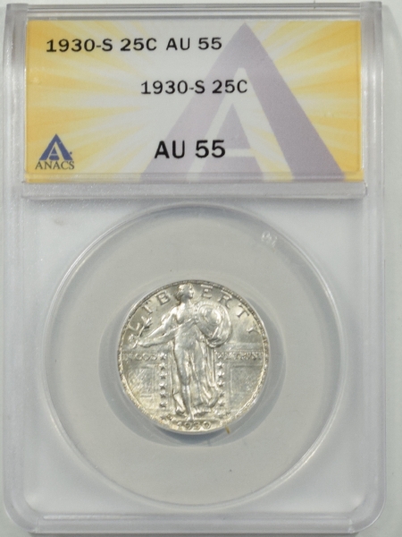 New Certified Coins 1930-S STANDING LIBERTY QUARTER ANACS AU-55, FLASHY!