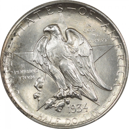 Silver 1934 TEXAS COMMEMORATIVE HALF DOLLAR, PCGS MS-64, AN ORIGINAL WHITE GEM & PQ!