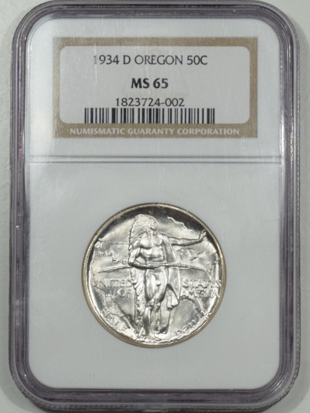 New Certified Coins 1934-D OREGON COMMEMORATIVE HALF DOLLAR NGC MS-65, BLAST WHITE!