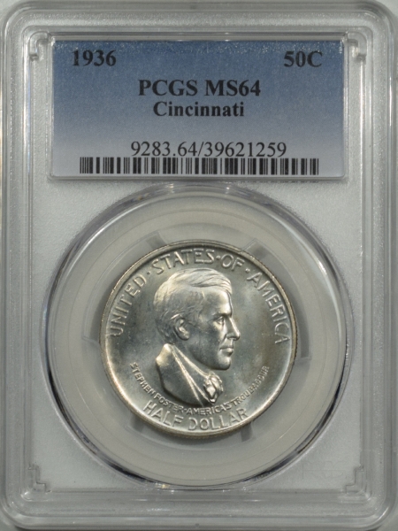 New Certified Coins 1936 CINCINNATI COMMEMORATIVE HALF DOLLAR PCGS MS-64, FRESH & PQ!