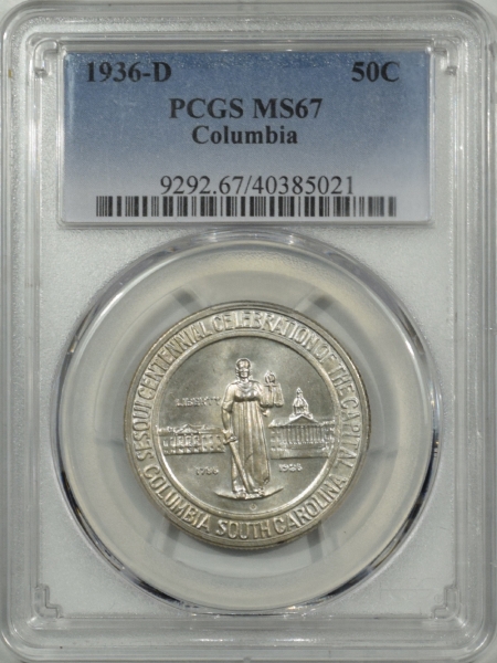 New Certified Coins 1936-D COLUMBIA COMMEMORATIVE HALF DOLLAR PCGS MS-67, SUPERB GEM!