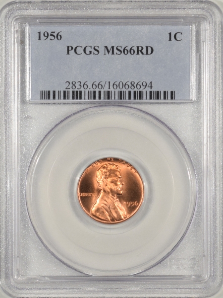 U.S. Certified Coins 1956 LINCOLN CENT PCGS MS-66 RD, FULLY RED BLAZER