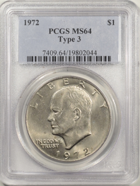 New Certified Coins 1972 EISENHOWER DOLLAR TY III – PCGS MS-64