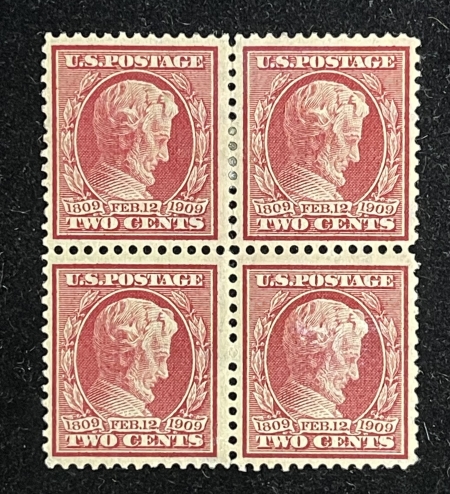 U.S. Stamps SCOTT #367 2c LINCOLN CARMINE, BLOCK OF 4, MOG VF, BOTTOM 2 STAMPS NH, CAT $27