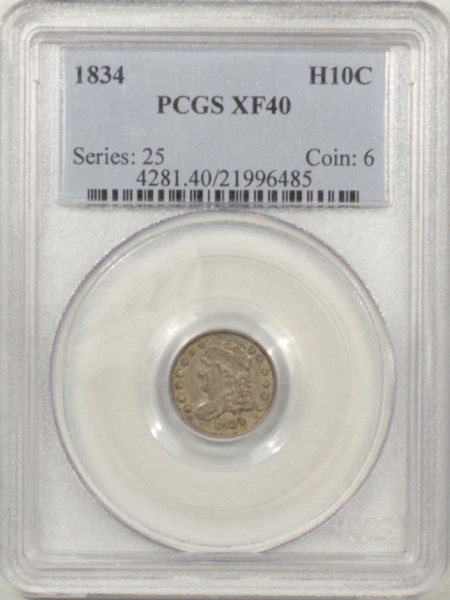 New Certified Coins 1834 CAPPED BUST HALF DIME – PCGS XF-40 LOOKS AU & PREMIUM QUALITY!